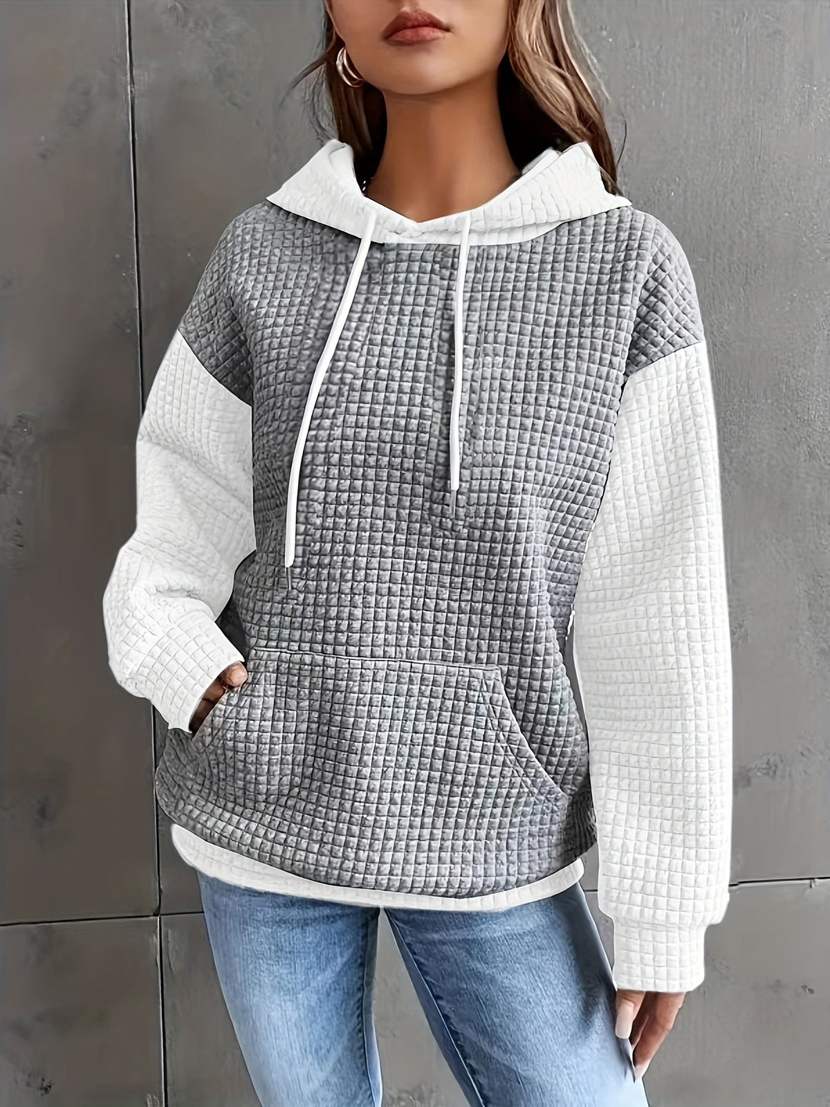 Cozy Waffle-Texture Hoodie for Women | Casual Wear Pullover