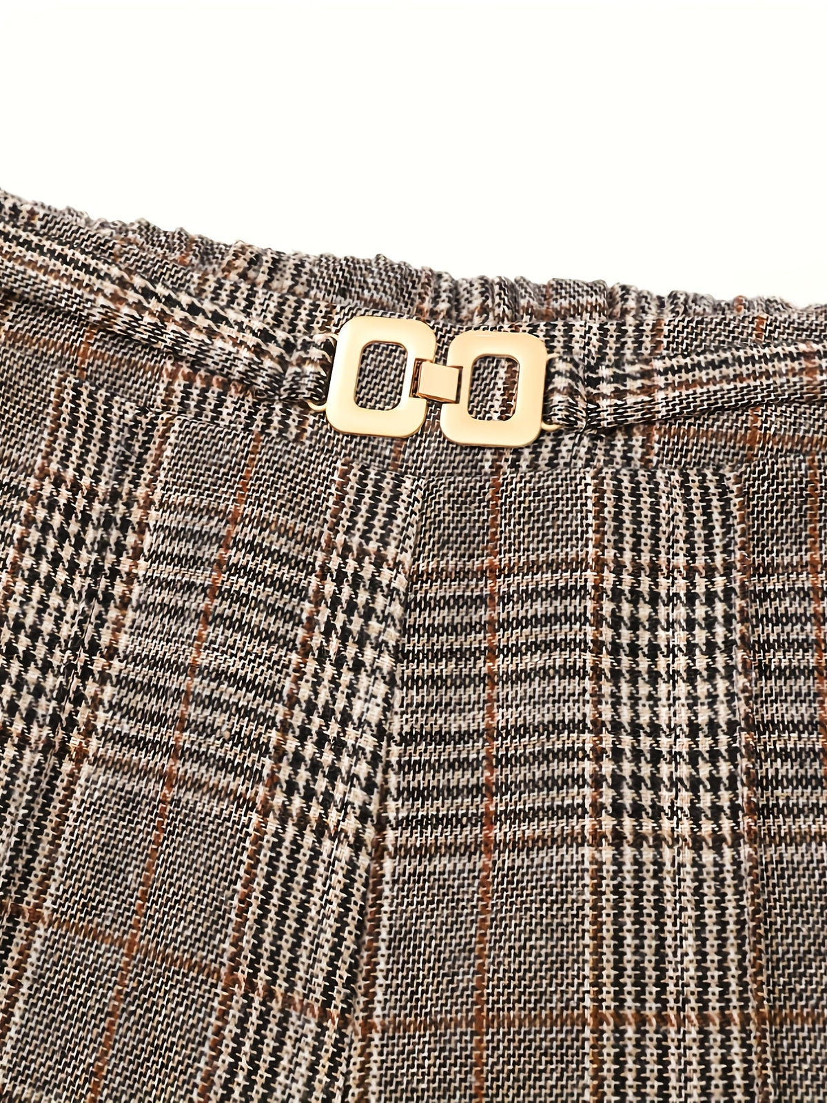 Wide-Leg Plaid Trousers for Women | Comfortable Cotton Blend Casual Pants