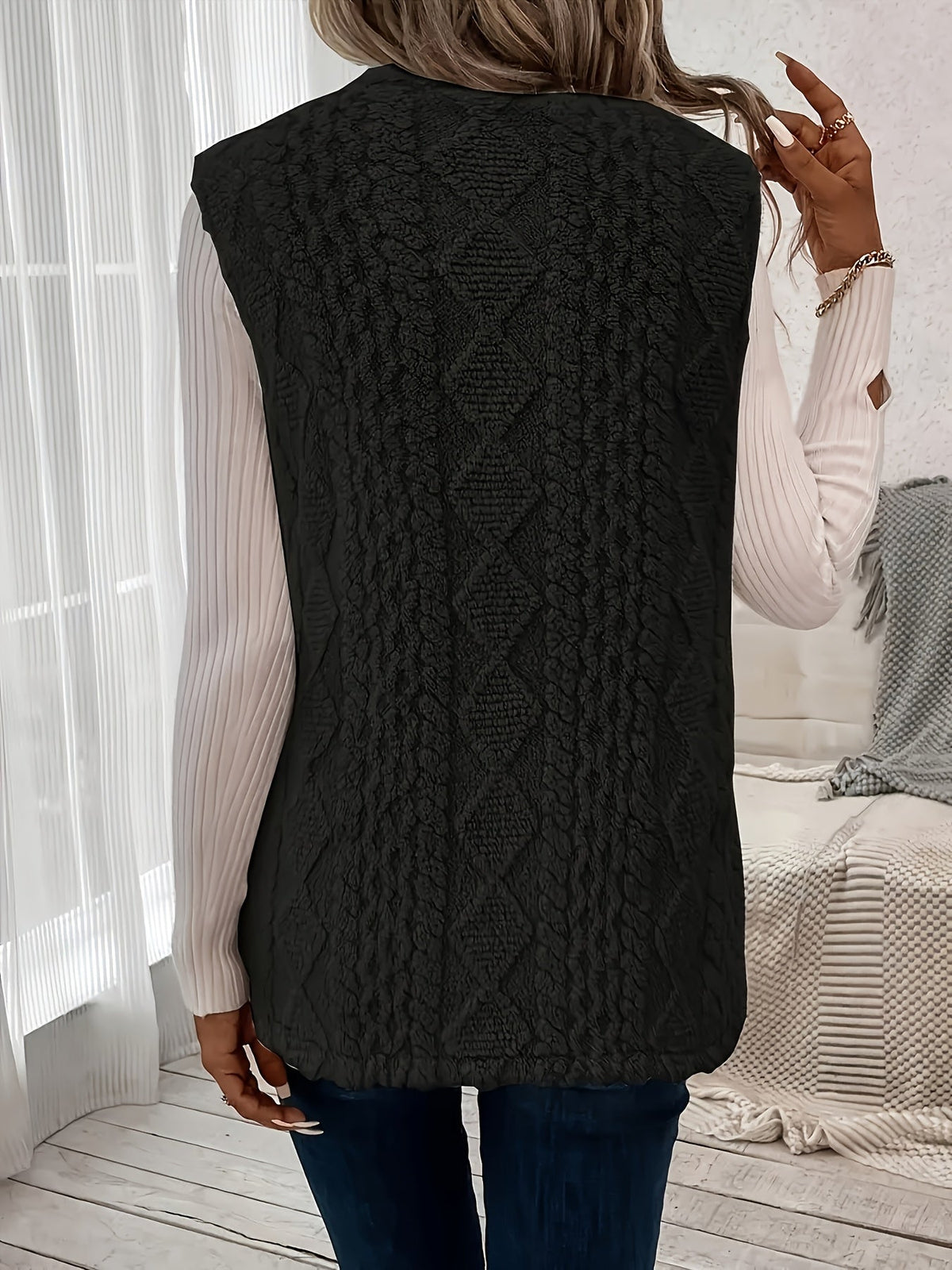 Cozy Textured Sleeveless Vest for Women - Casual Layering Piece