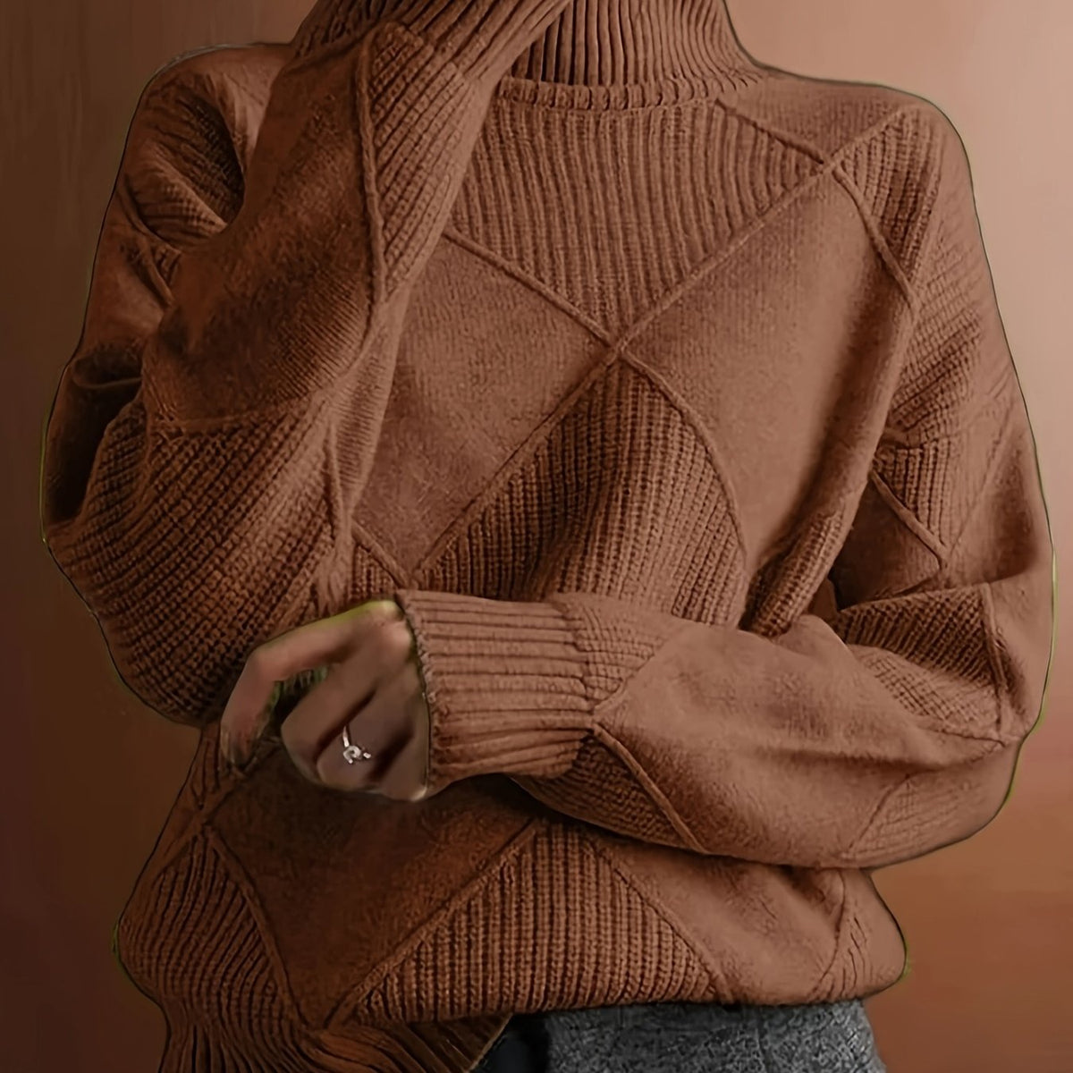 Textured Turtleneck Sweater | Knit Fabric | Casual Wear | Women's Apparel