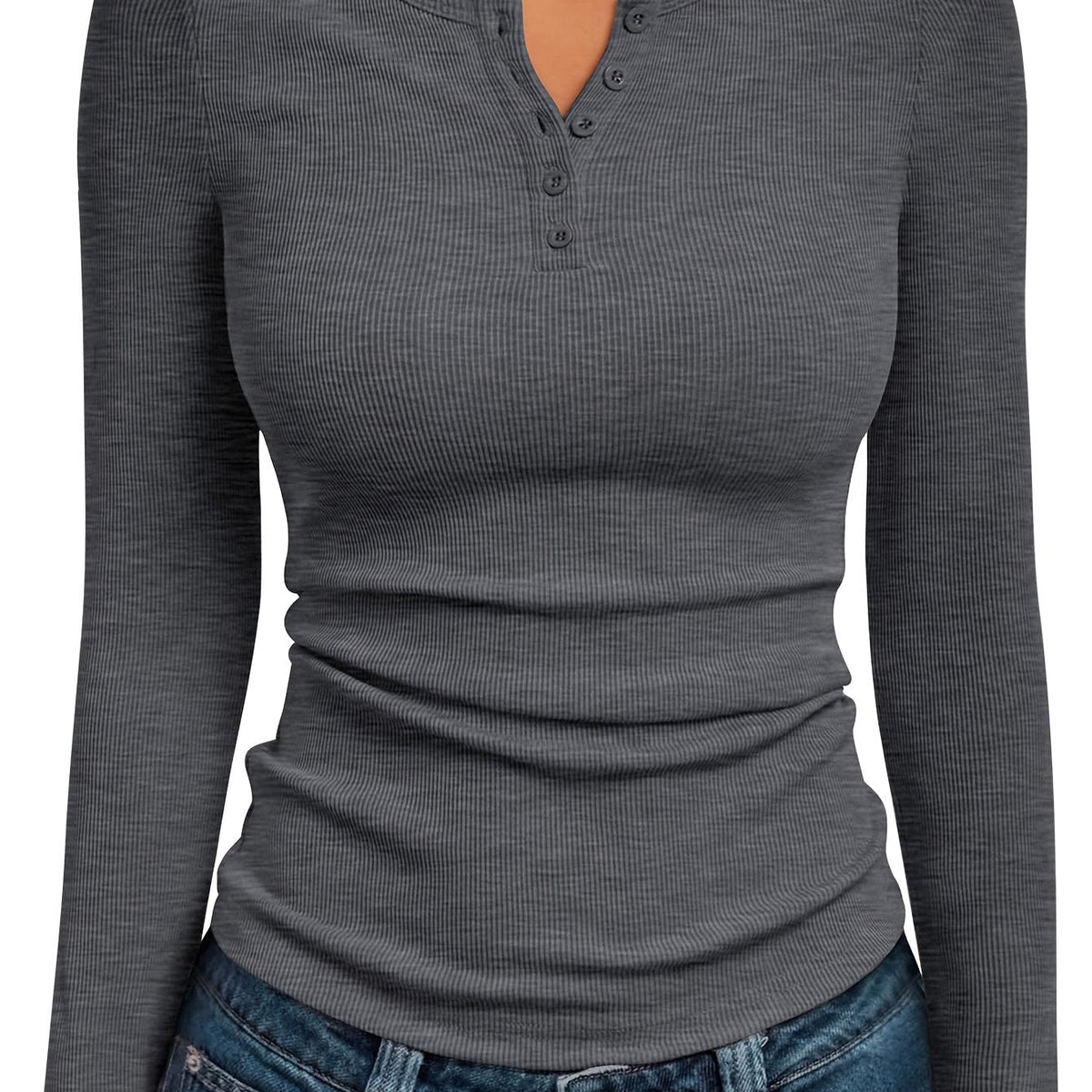 Fitted Button Henley Top | Soft Cotton Blend | Casual Everyday Wear