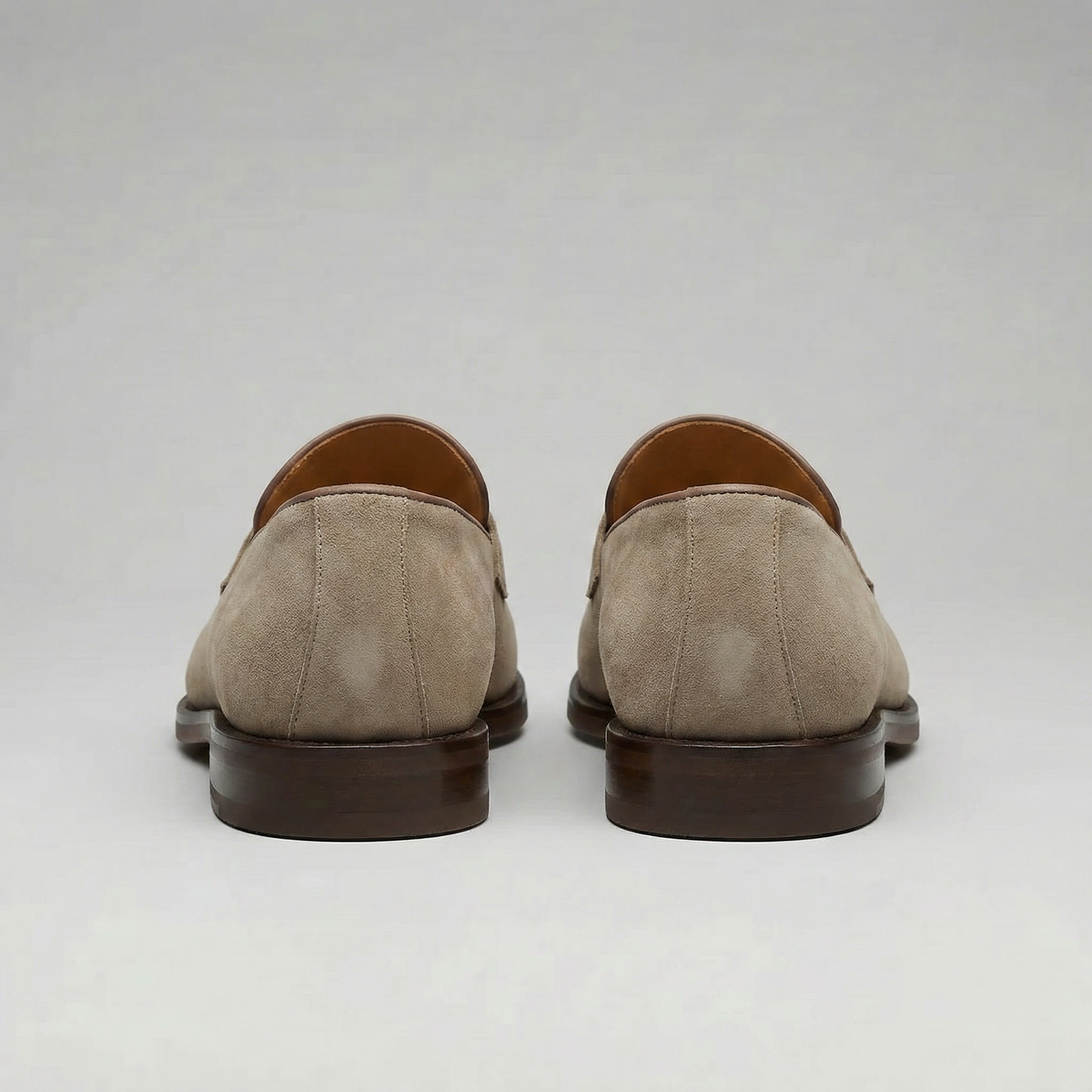 Beige Suede Penny Loafers for Men - Casual Slip-On Shoes for Everyday Wear