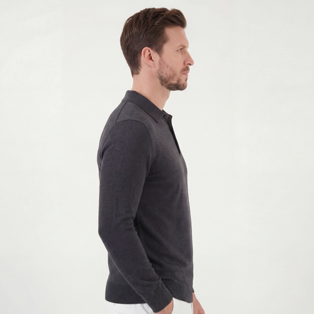 Charcoal Polo Shirt for Men | Classic Fit | Casual Wear | Cotton Blend