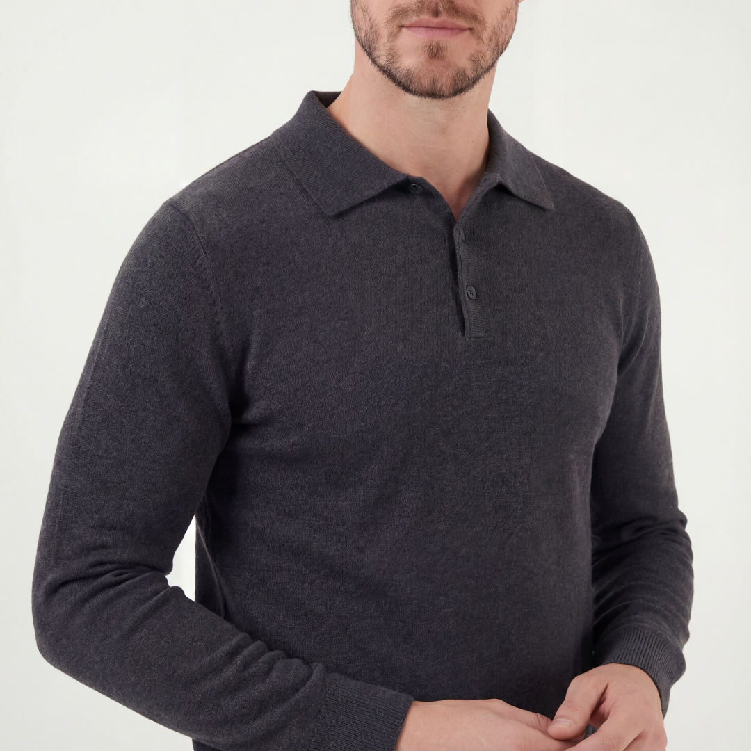 Charcoal Polo Shirt for Men | Classic Fit | Casual Wear | Cotton Blend