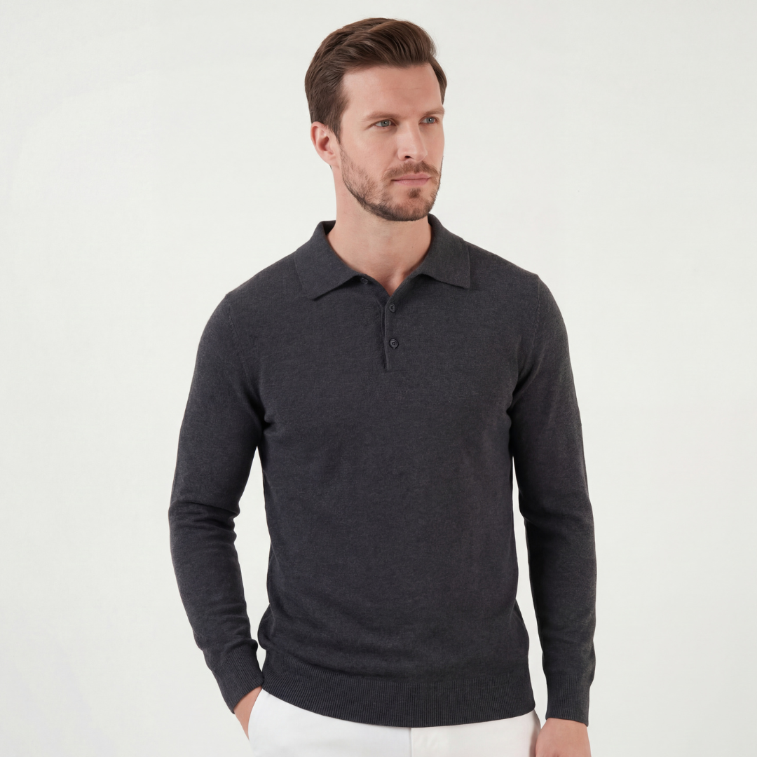 Charcoal Polo Shirt for Men | Classic Fit | Casual Wear | Cotton Blend
