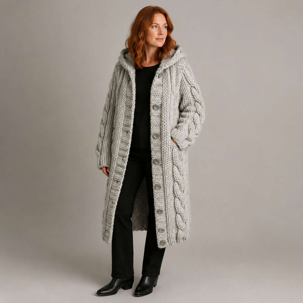 Chilly Days Ahead – Cream Longline Cable Knit Cardigan