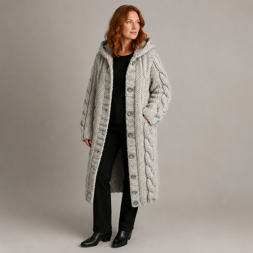 Chilly Days Ahead – Cream Longline Cable Knit Cardigan