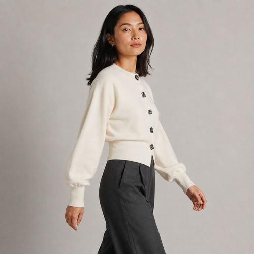 Cool Day Essential – Cream Button Cardigan