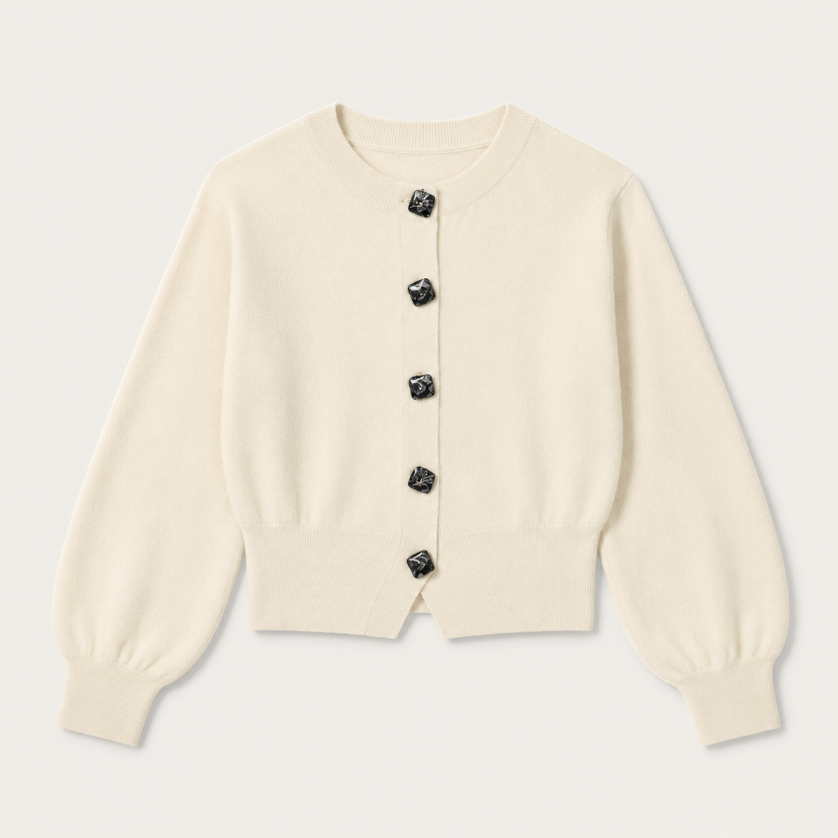 Cool Day Essential – Cream Button Cardigan