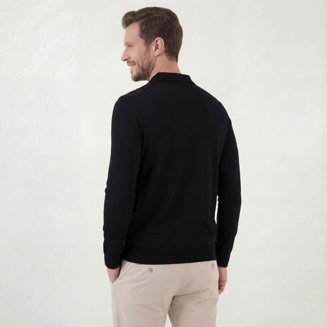 Classic Black Polo Shirt for Men - Cotton Blend Short Sleeve Casual Wear