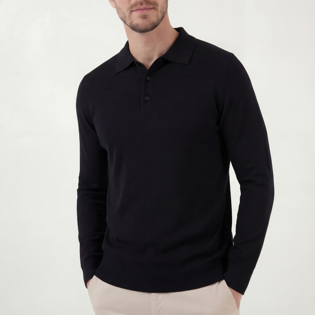 Classic Black Polo Shirt for Men - Cotton Blend Short Sleeve Casual Wear