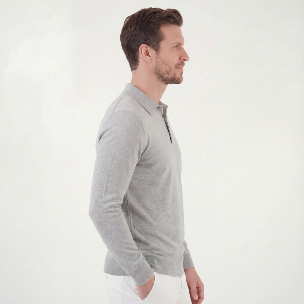 Classic Grey Polo Shirt - Cotton Blend - Casual Wear - Men's Apparel