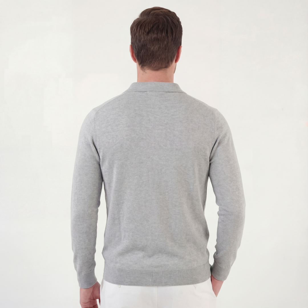Classic Grey Polo Shirt - Cotton Blend - Casual Wear - Men's Apparel
