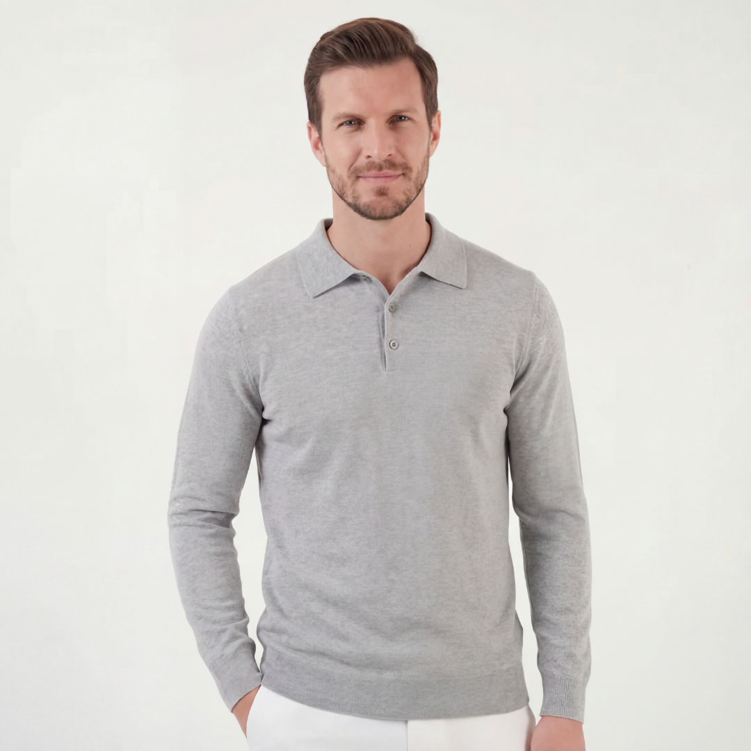 Classic Grey Polo Shirt - Cotton Blend - Casual Wear - Men's Apparel
