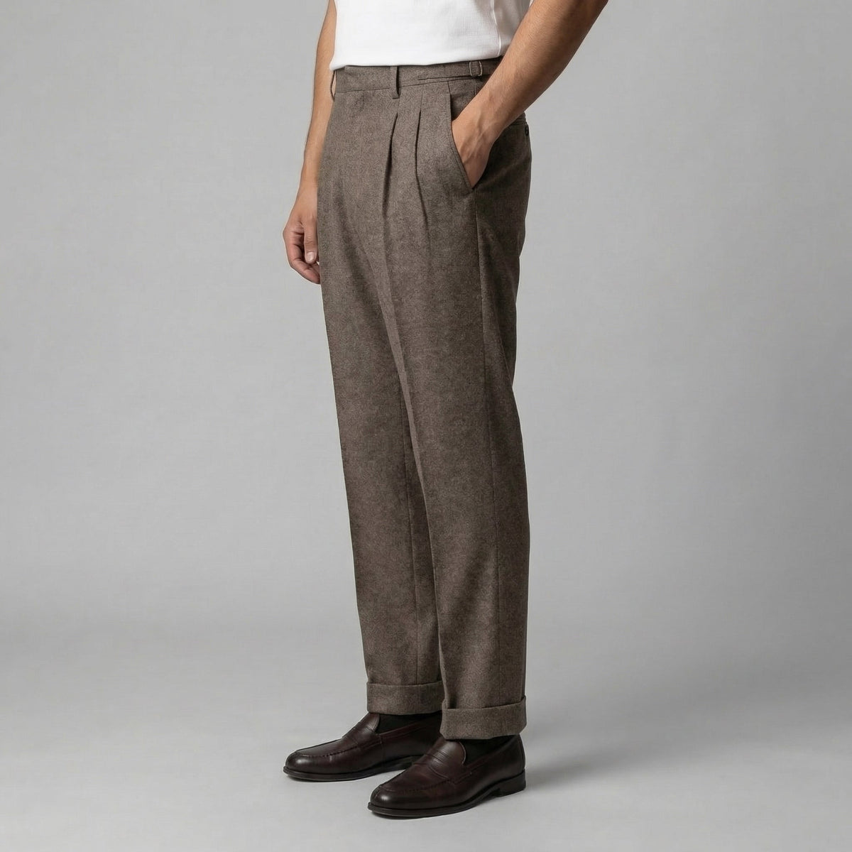 Elegant Straight Fit Men's Trousers with Side Adjuster for Formal Wear