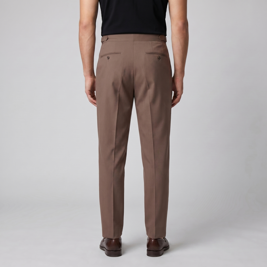 High Waist Tailored Fit Men's Formal Trousers - Dress Pants for Office Wear