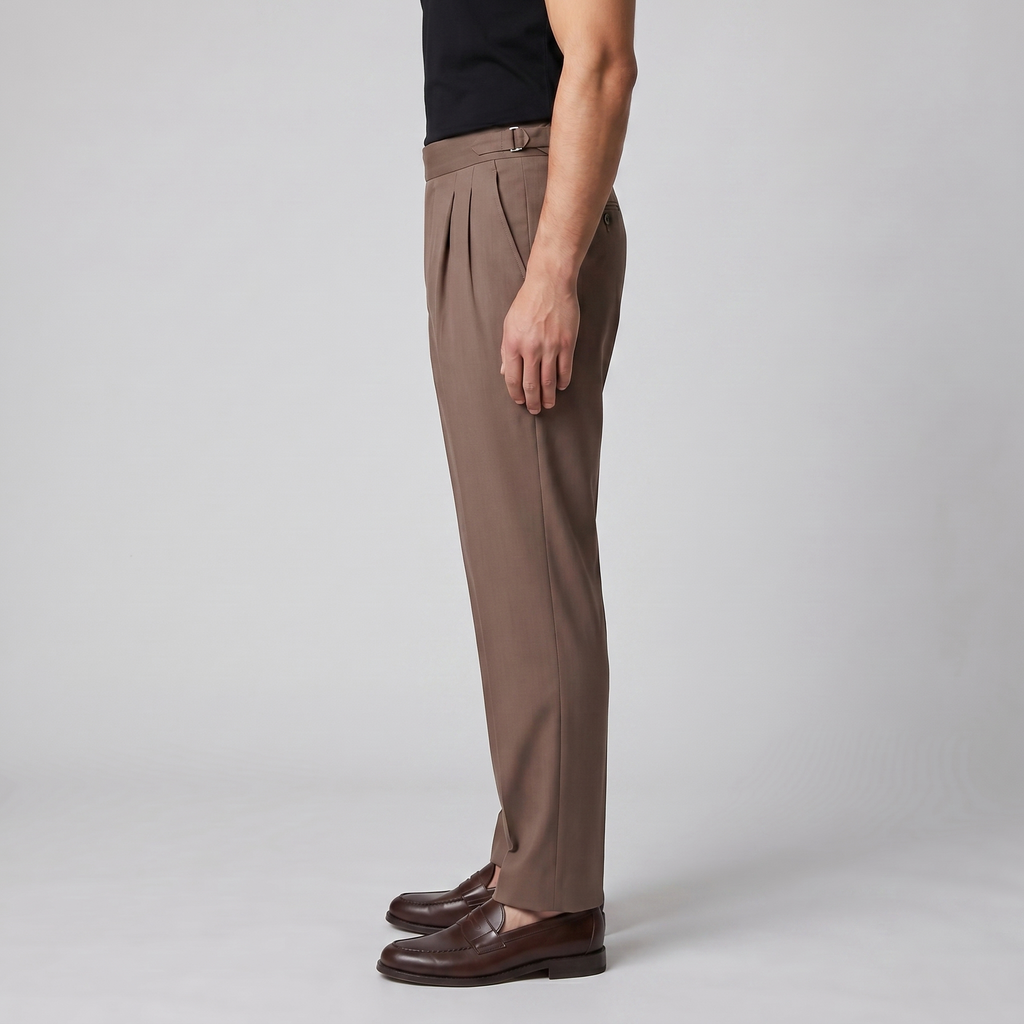 High Waist Tailored Fit Men's Formal Trousers - Dress Pants for Office Wear
