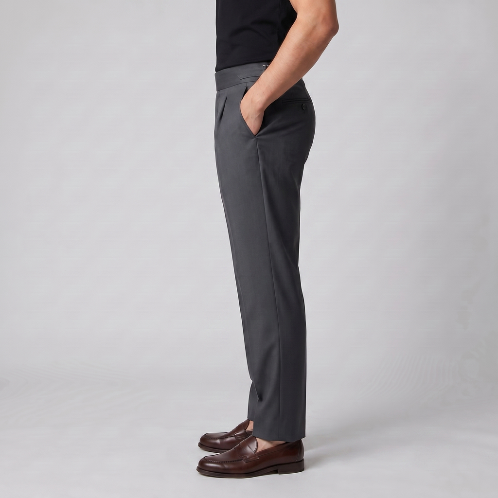 High Waist Tailored Fit Men's Formal Trousers - Dress Pants for Office Wear