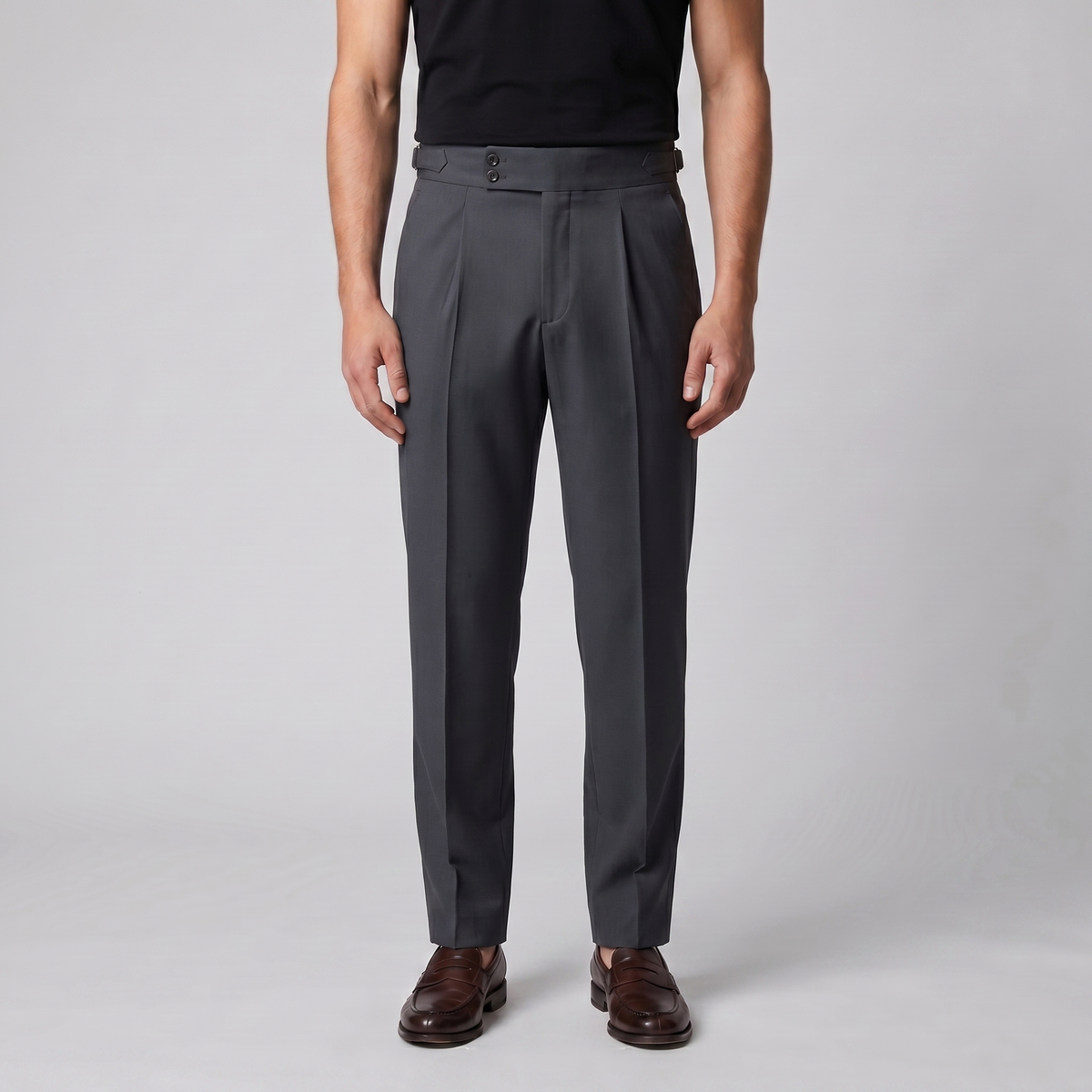 High Waist Tailored Fit Men's Formal Trousers - Dress Pants for Office Wear