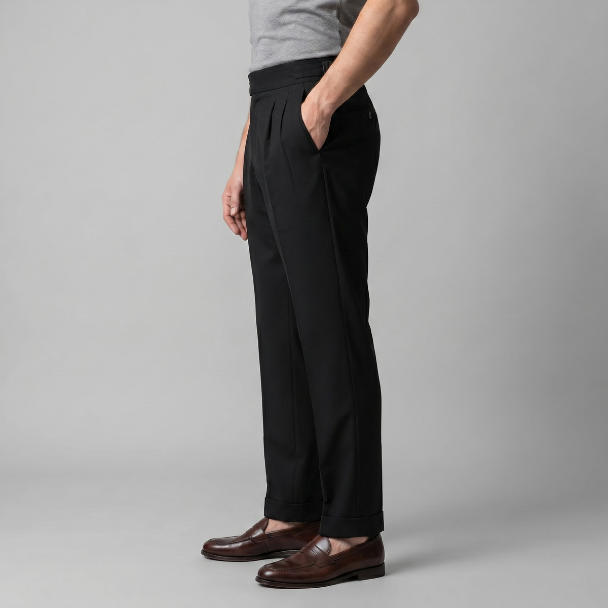 High Waist Tailored Fit Men's Formal Trousers - Dress Pants for Office Wear