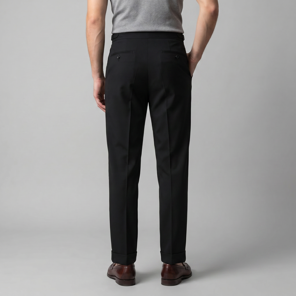 High Waist Tailored Fit Men's Formal Trousers - Dress Pants for Office Wear