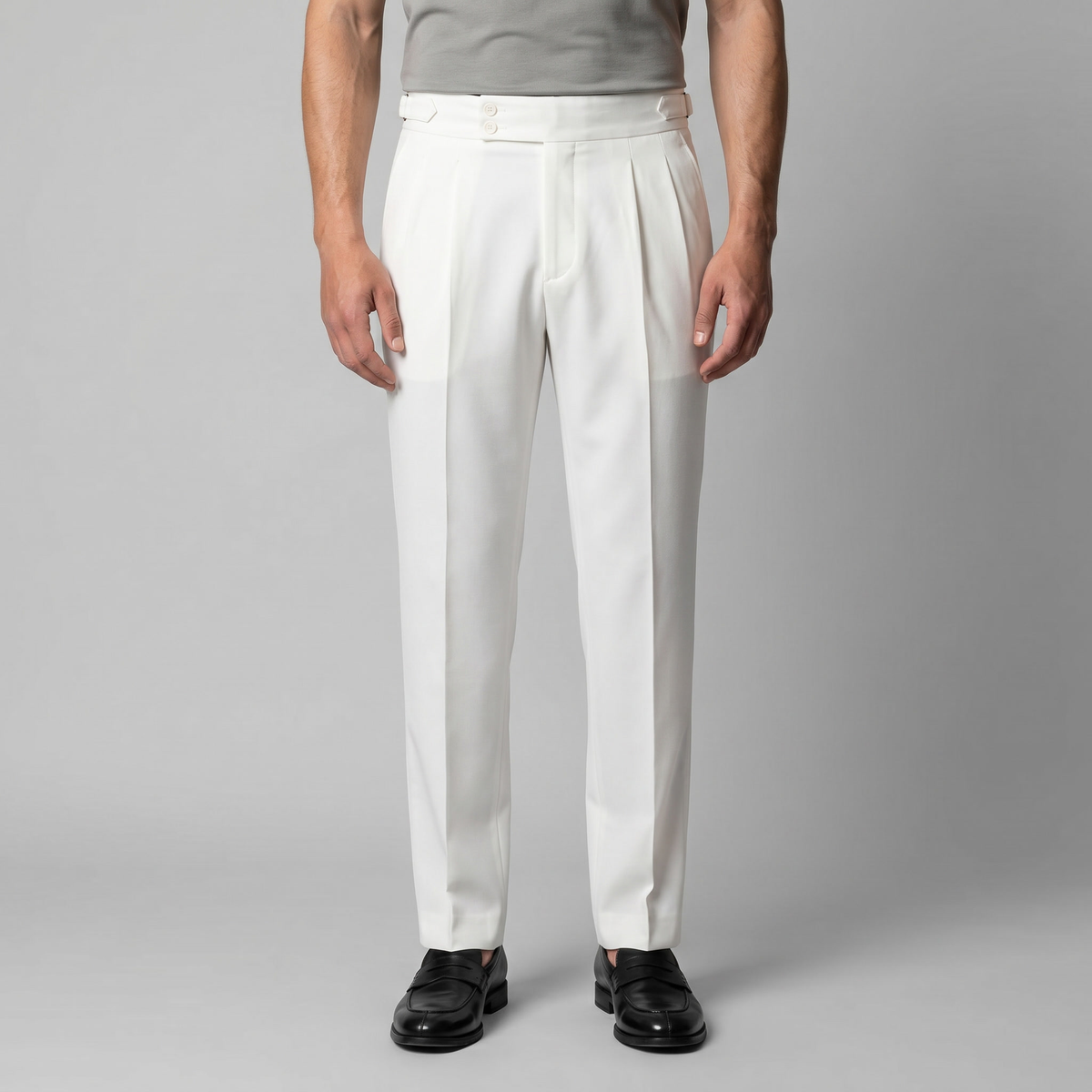 High Waist Tailored Fit Men's Formal Trousers - Dress Pants for Office Wear