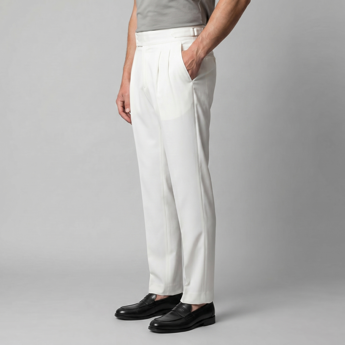 High Waist Tailored Fit Men's Formal Trousers - Dress Pants for Office Wear
