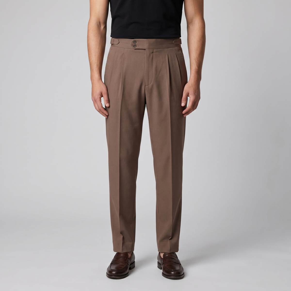 High Waist Tailored Fit Men's Formal Trousers - Dress Pants for Office Wear