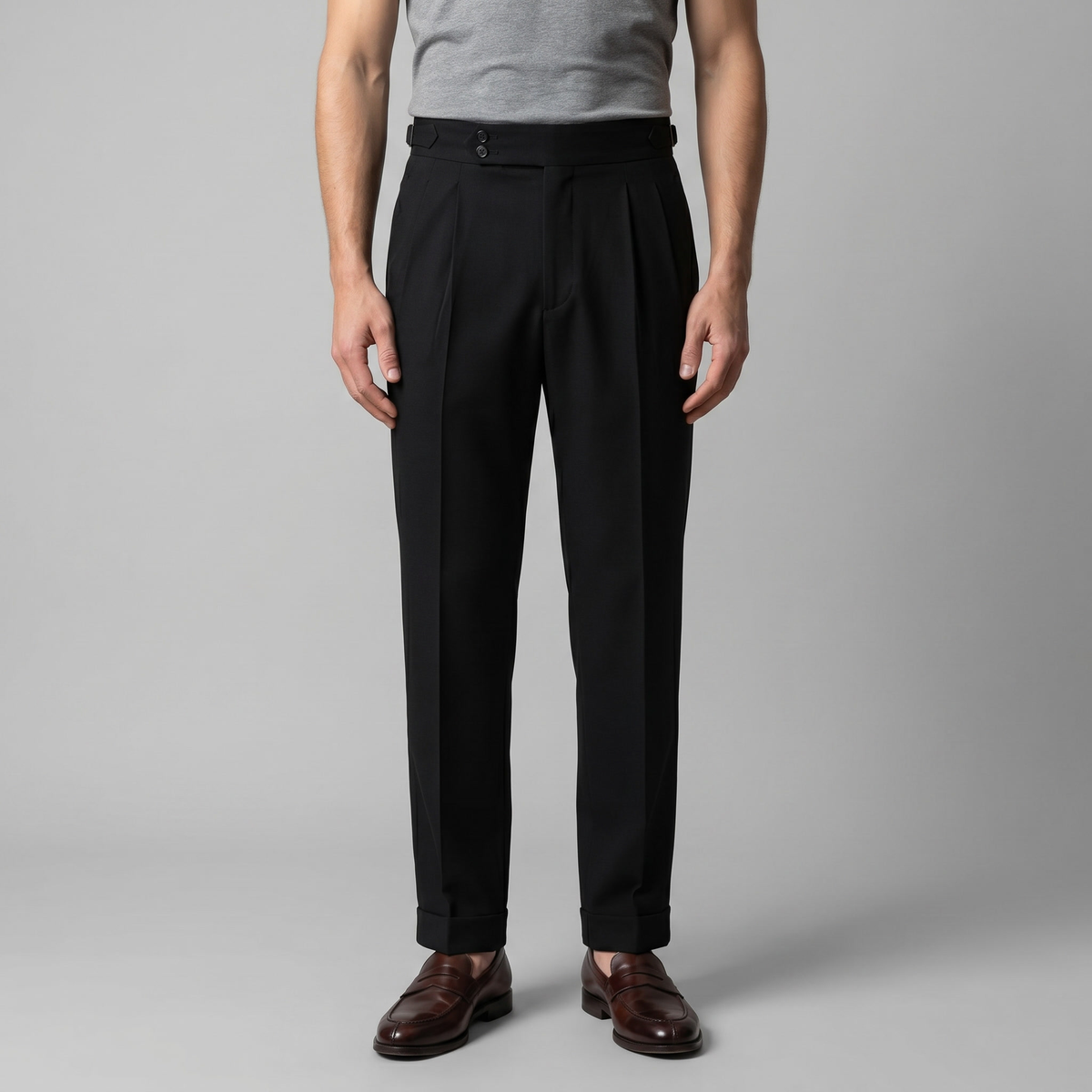 High Waist Tailored Fit Men's Formal Trousers - Dress Pants for Office Wear