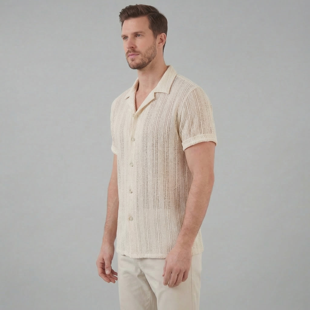 Lightweight Summer Button-Down Shirt for Men - Breathable Cotton Fabric