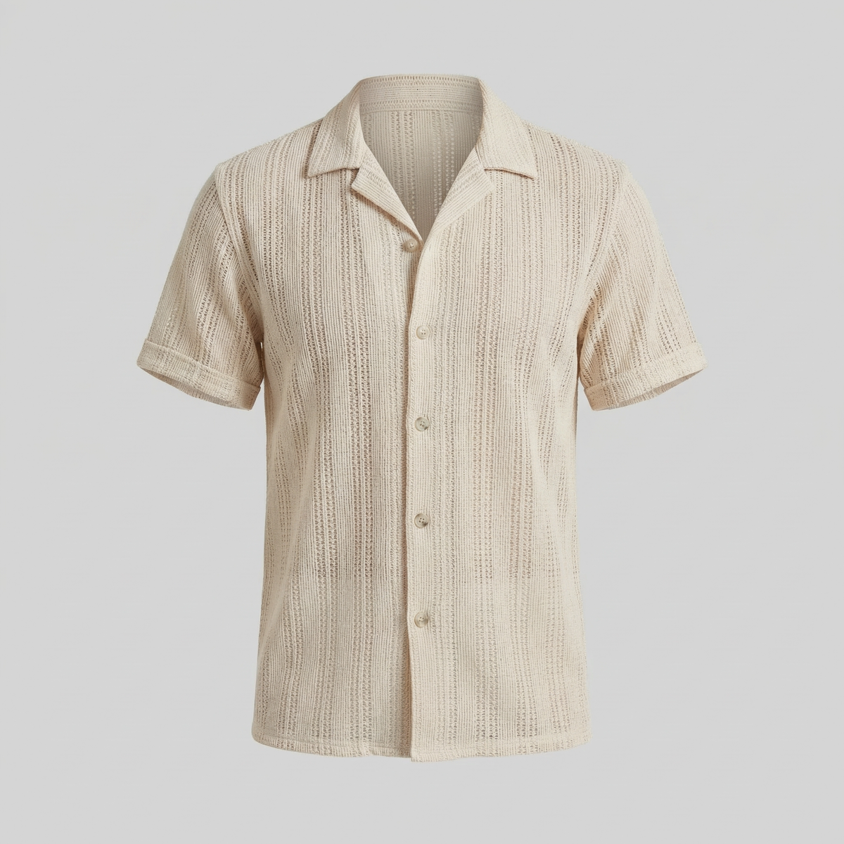 Lightweight Summer Button-Down Shirt for Men - Breathable Cotton Fabric