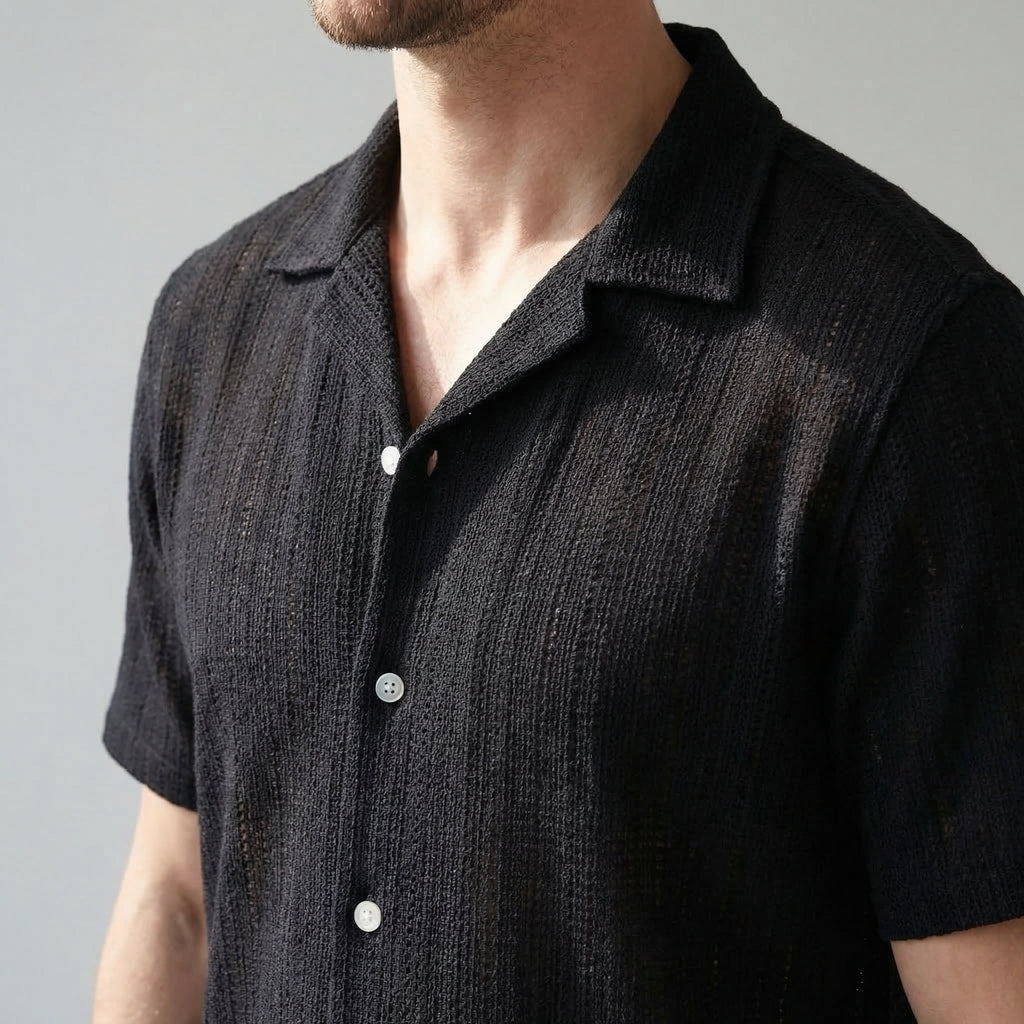 Lightweight Summer Button-Down Shirt for Men - Breathable Cotton Fabric