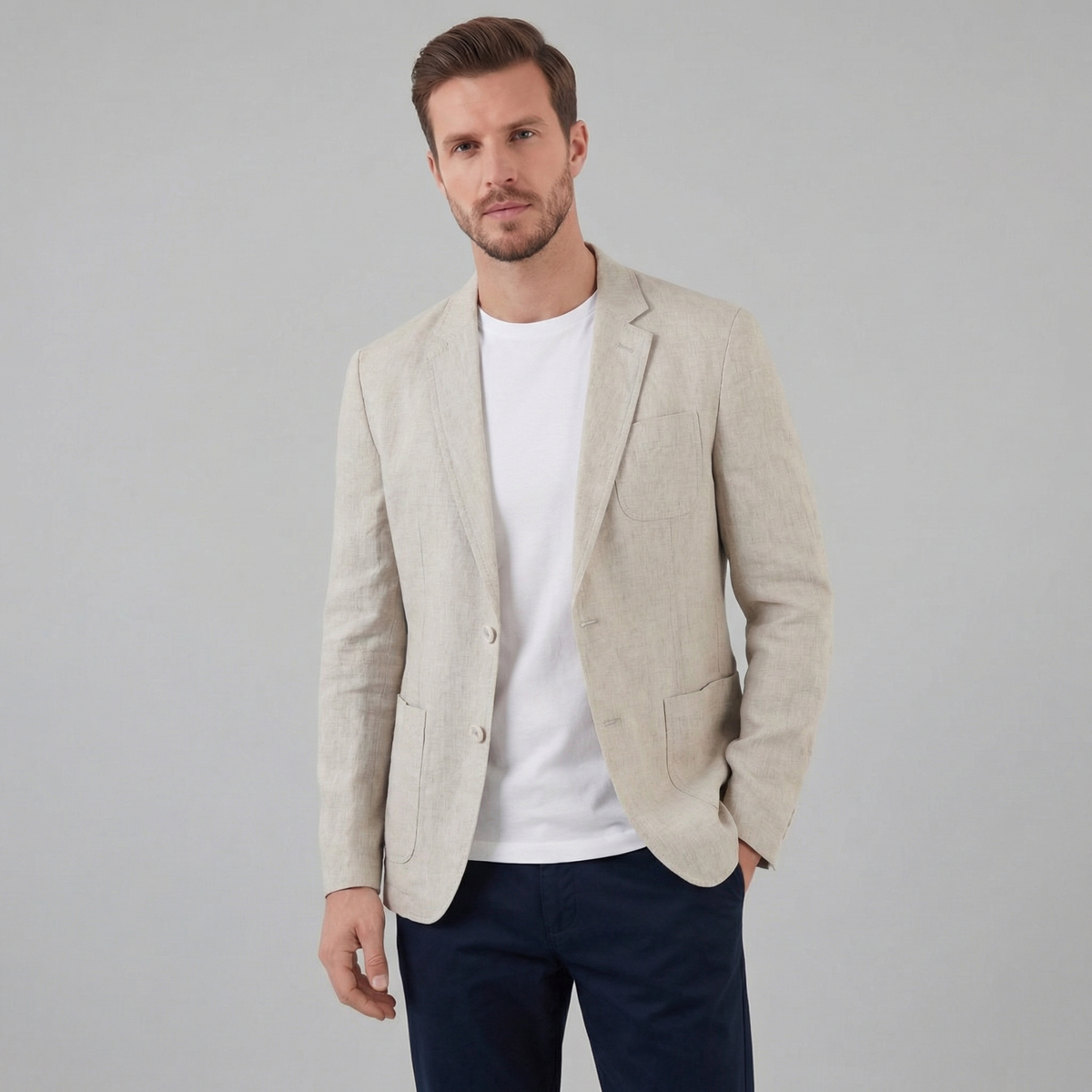 Linen Blazer Jacket for Men - Lightweight Casual Suiting for Summer Events