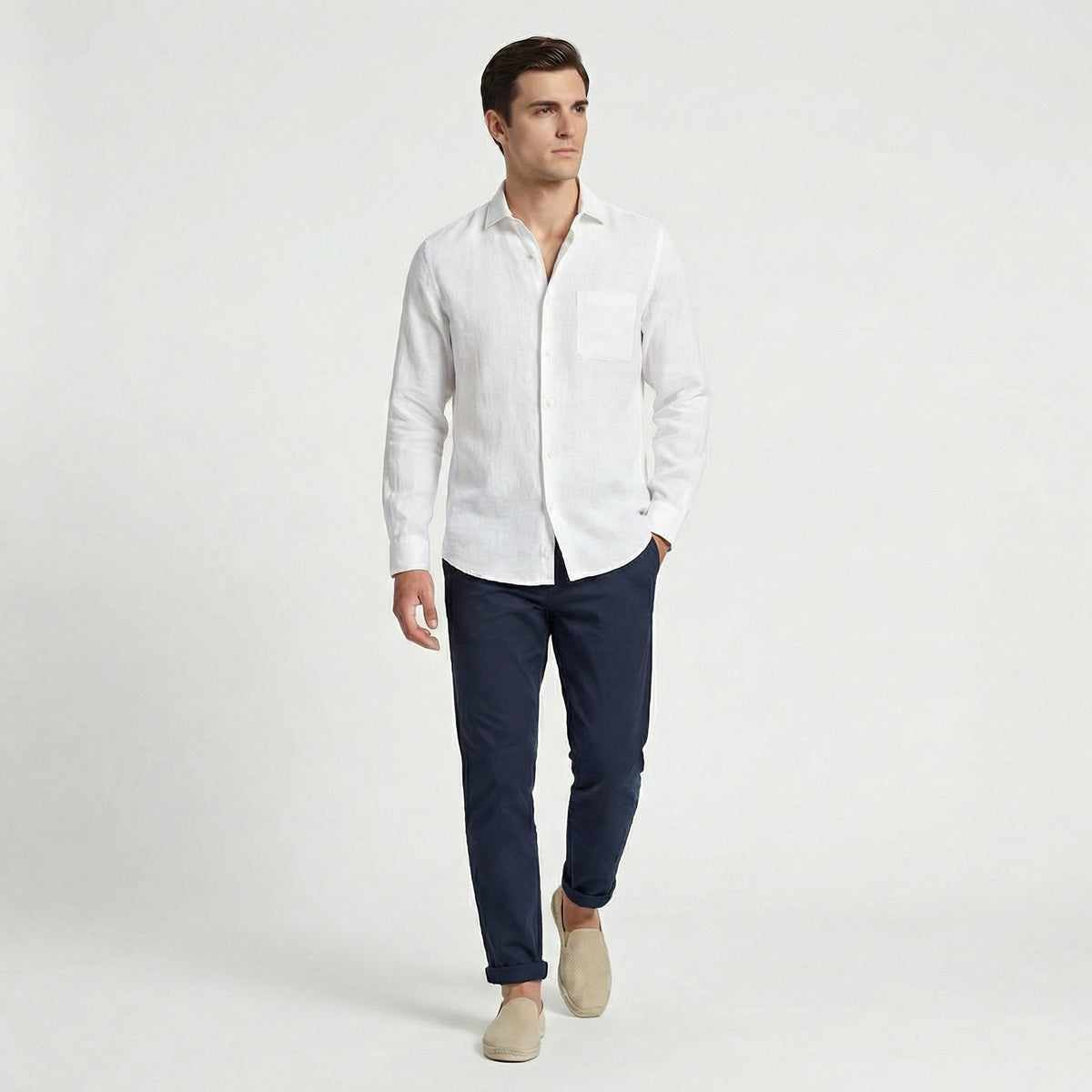Linen Long Sleeve Shirt for Men - Casual Lightweight Summer Wear