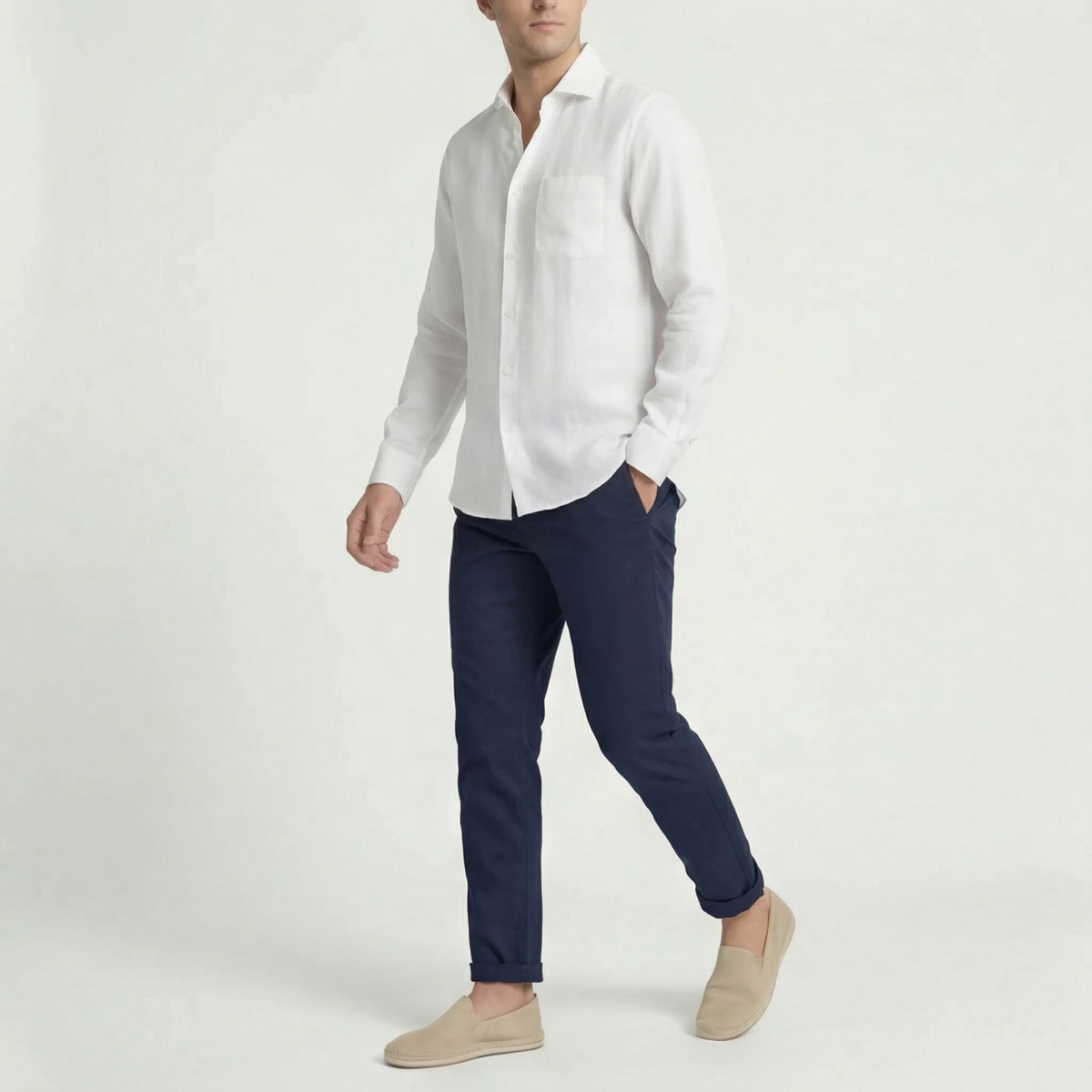 Linen Long Sleeve Shirt for Men - Casual Lightweight Summer Wear