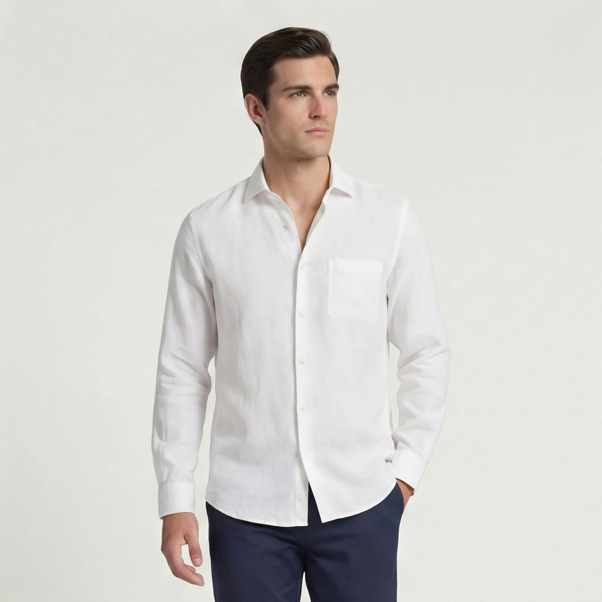 Linen Long Sleeve Shirt for Men - Casual Lightweight Summer Wear