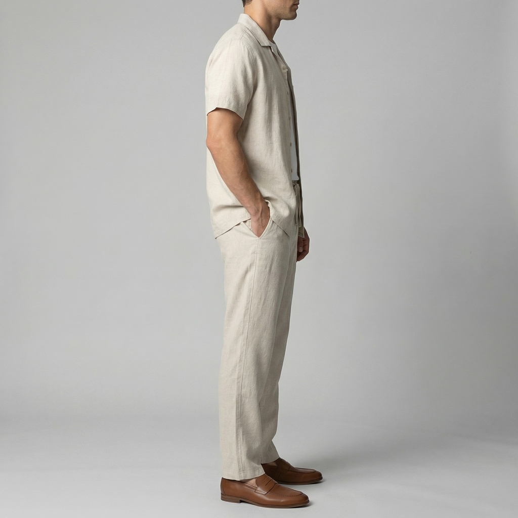 Linen Slim Fit Trousers for Men - Lightweight Casual Wear Pants