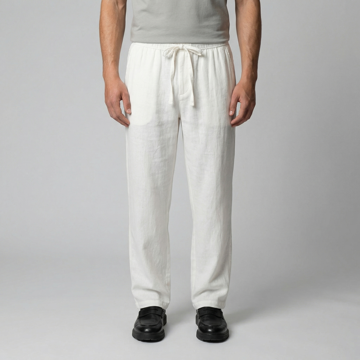 Linen Slim Fit Trousers for Men - Lightweight Casual Wear Pants