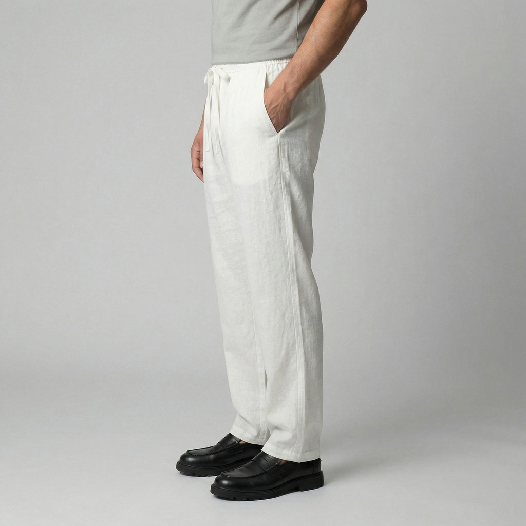 Linen Slim Fit Trousers for Men - Lightweight Casual Wear Pants