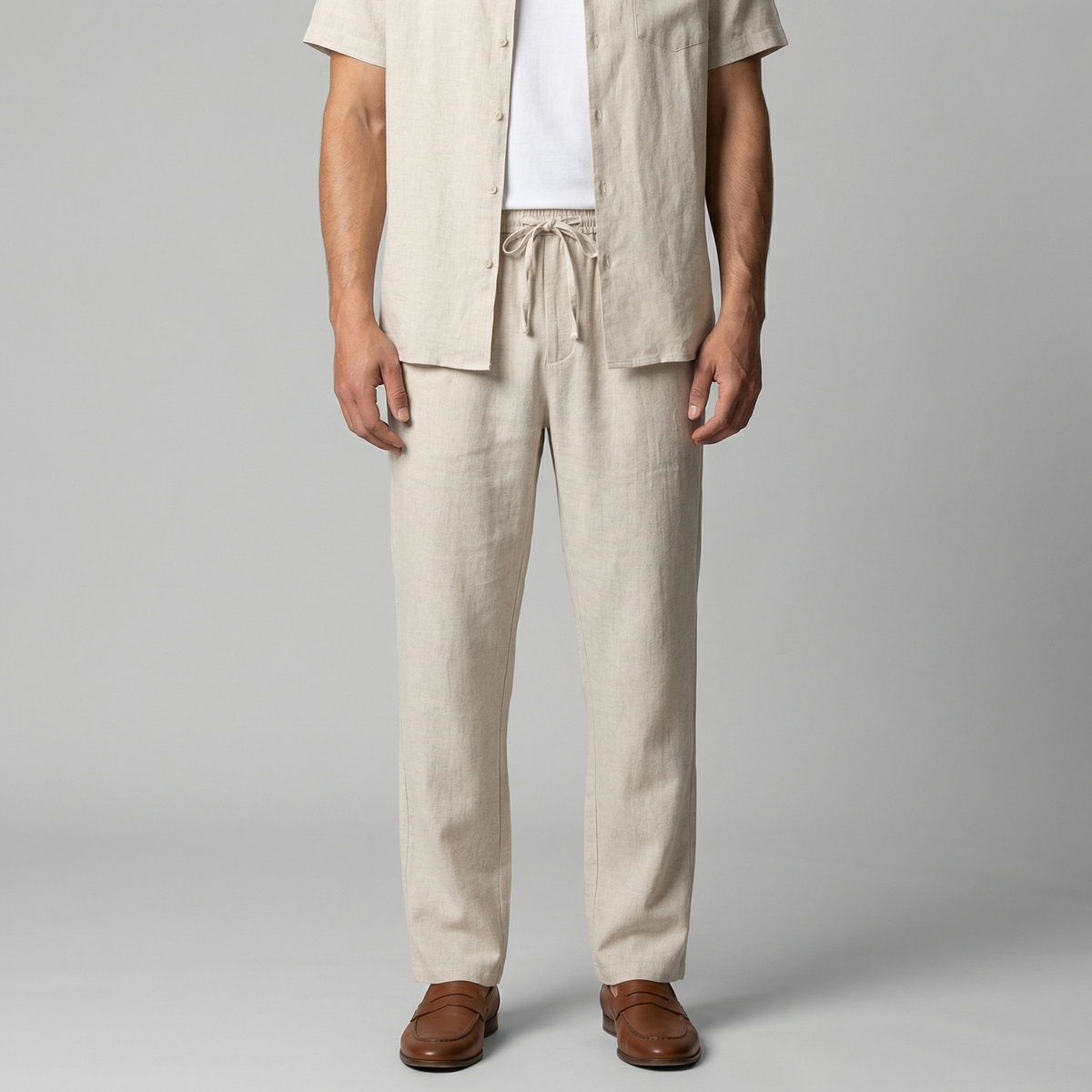 Linen Slim Fit Trousers for Men - Lightweight Casual Wear Pants