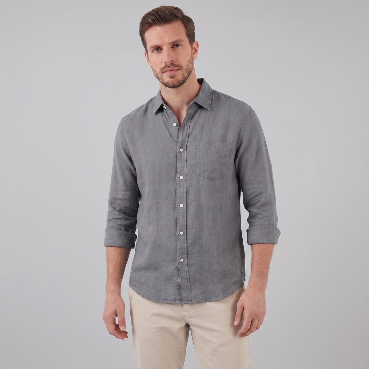 Linen Summer Shirt for Men - Lightweight Casual Short Sleeve Top