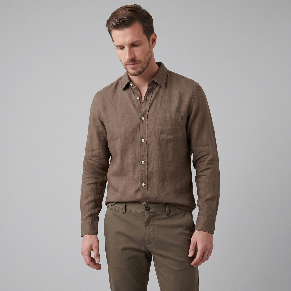 Linen Summer Shirt for Men - Lightweight Casual Short Sleeve Top