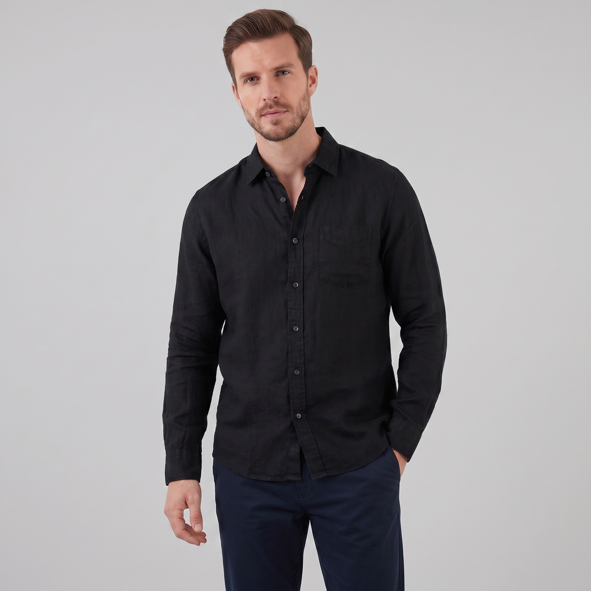Linen Summer Shirt for Men - Lightweight Casual Short Sleeve Top