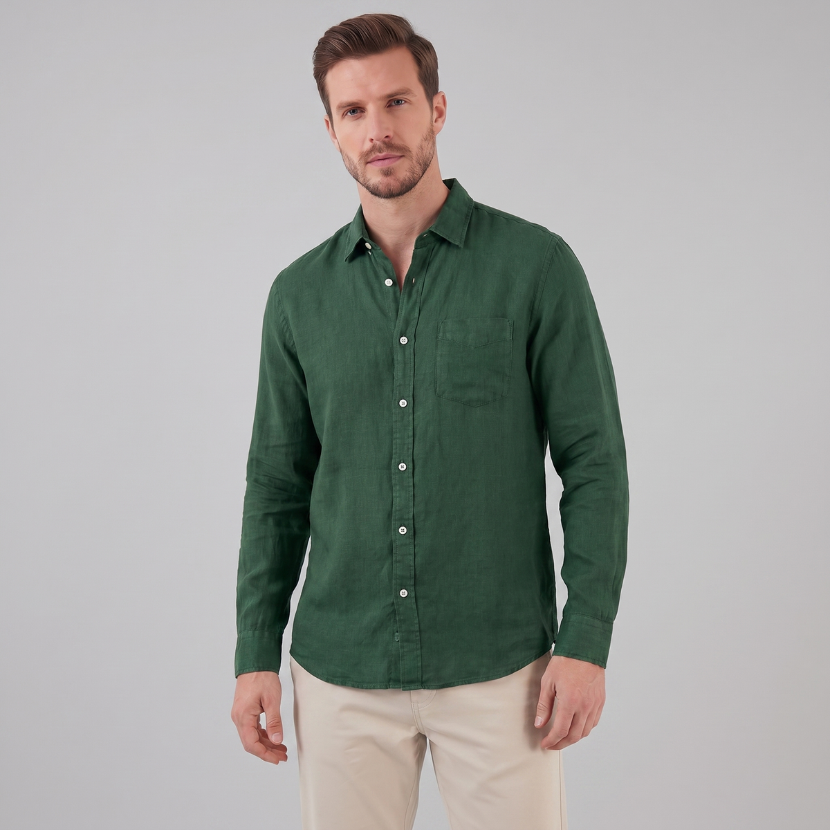 Linen Summer Shirt for Men - Lightweight Casual Short Sleeve Top