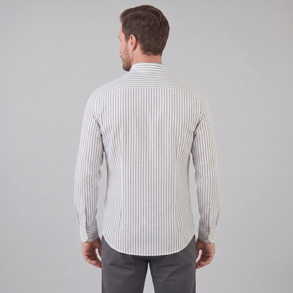 Linen Vertical Stripe Dress Shirt for Men - Casual or Formal Wear