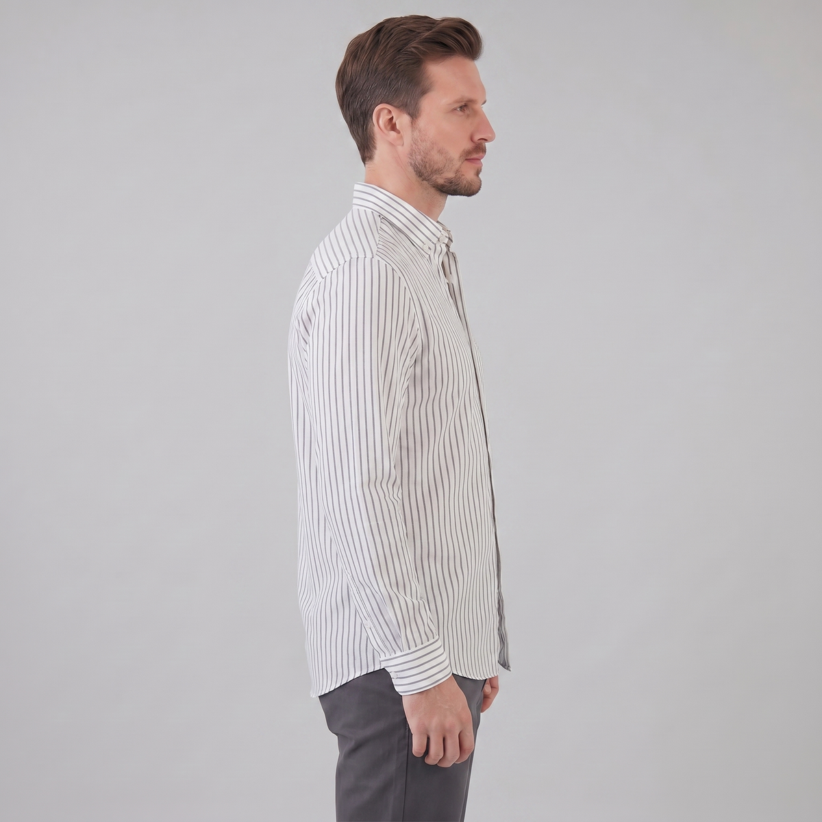 Linen Vertical Stripe Dress Shirt for Men - Casual or Formal Wear