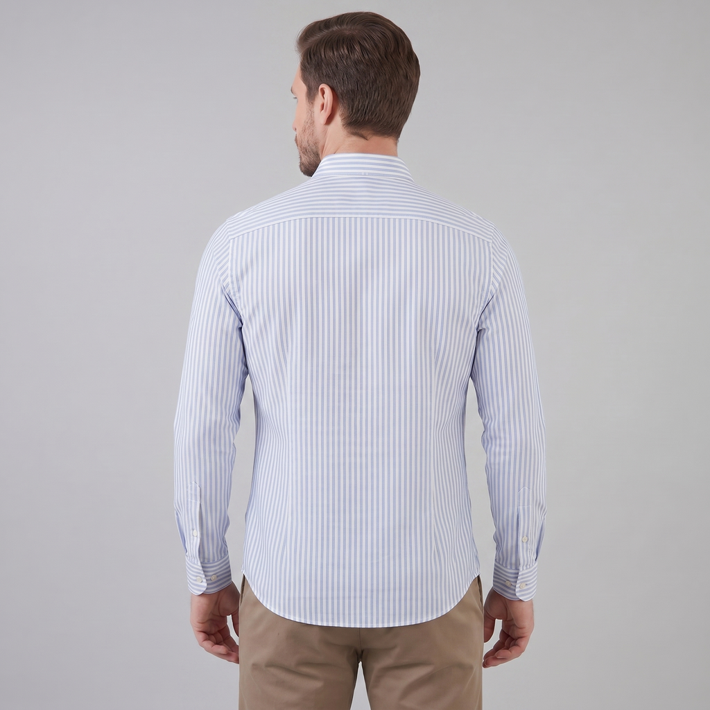 Linen Vertical Stripe Dress Shirt for Men - Casual or Formal Wear