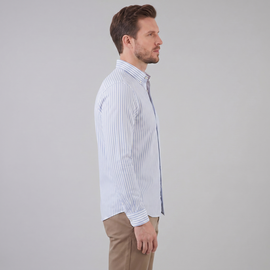 Linen Vertical Stripe Dress Shirt for Men - Casual or Formal Wear