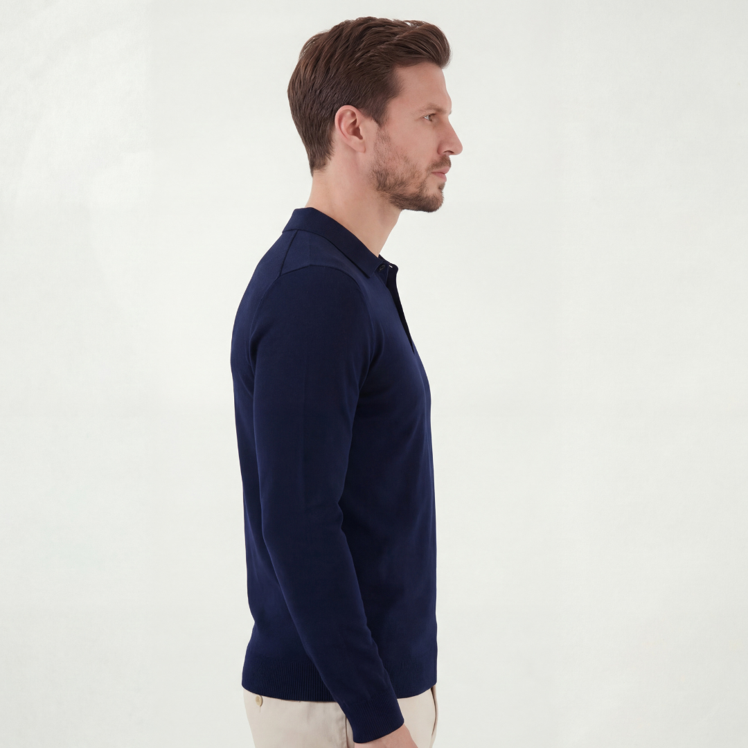 Men's Blue Cotton Classic Polo Shirt for Casual Wear