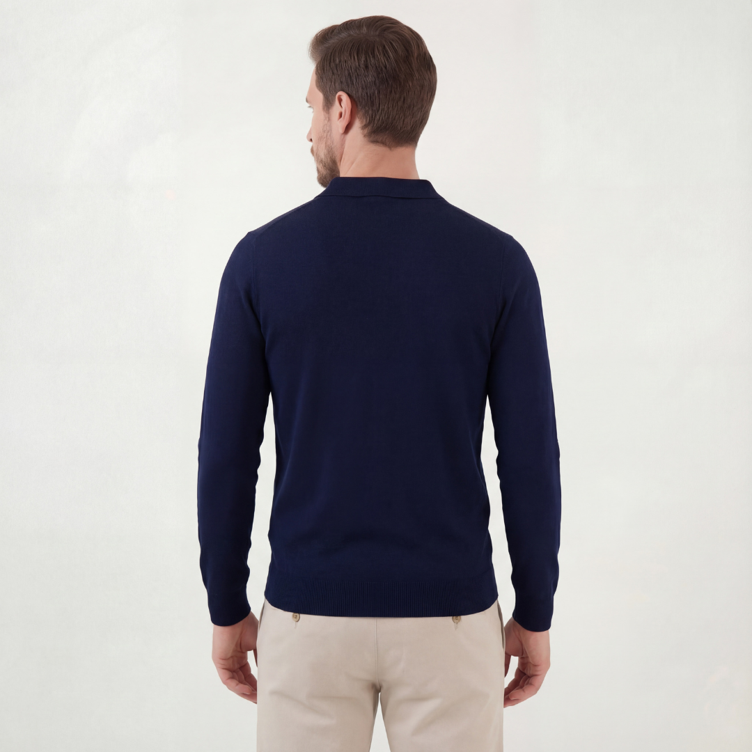 Men's Blue Cotton Classic Polo Shirt for Casual Wear